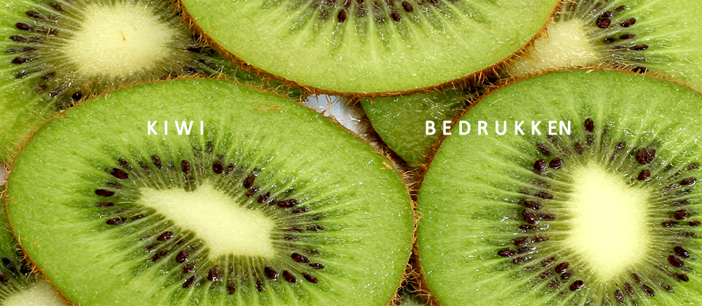 kiwi bedrukken, kiwi met logo, fruit bedrukken
