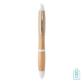 Bamboo balpen bedrukken wit